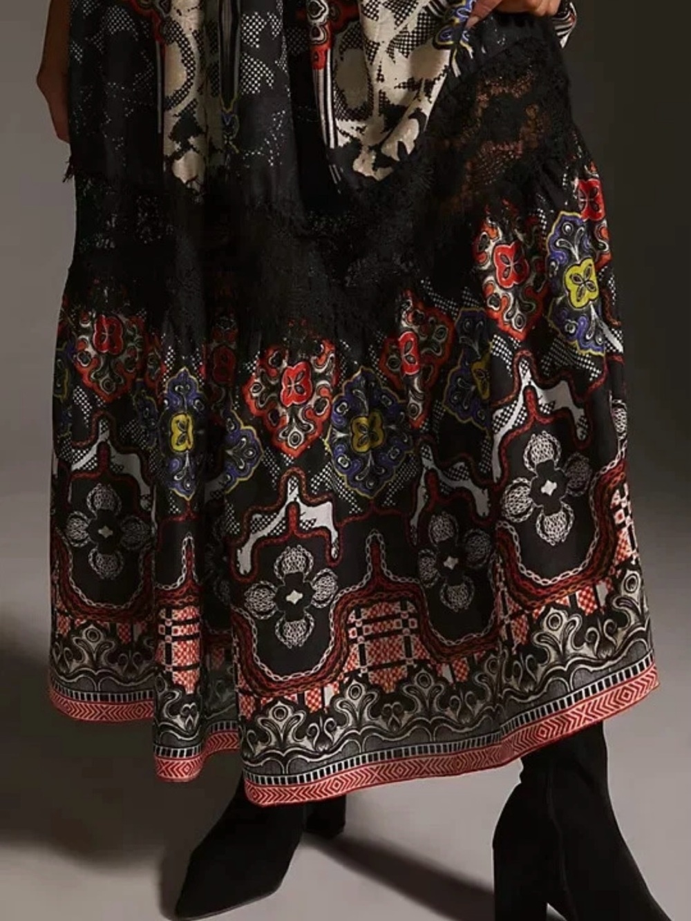 Anthropologie Bhanuni by Jyoti Tiered Maxi Dress Boho Print Size 4 - Picture 5 of 16